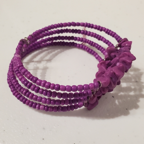 3for$20 Purple seed bead and stone bracelet - Picture 2 of 3